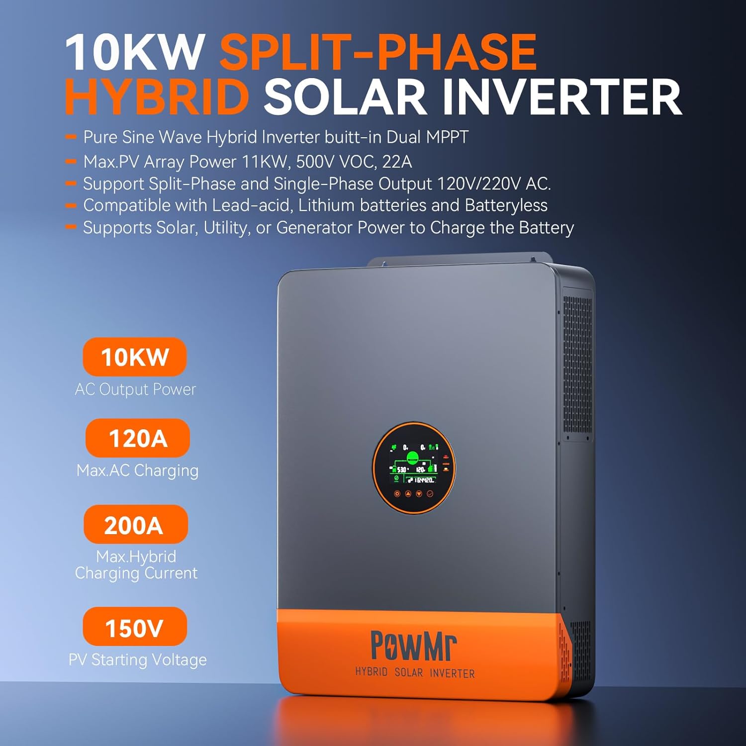 PowMr 10KW Inverter Fase Terpi - Drone Solar Charger ulasan dan harga